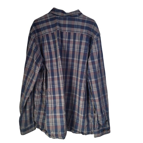 CARHARTT Men's 2XL Tall Plaid Long Sleeved Shirt Relaxed Fit Blue - Picture 2 of 9